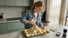 El secreto para un pollo al horno jugoso: mantequilla, piel seca y dos temperaturas